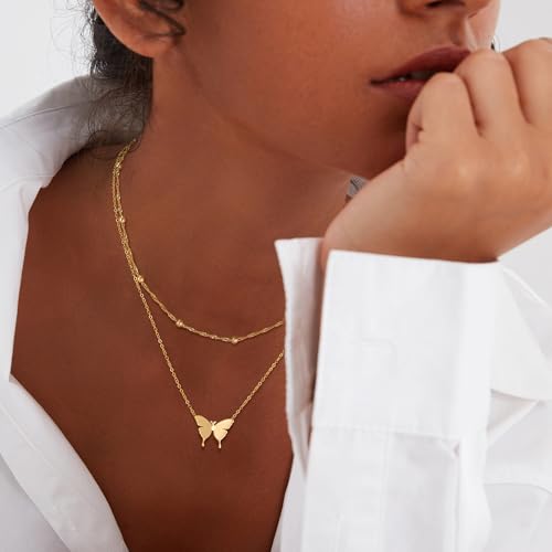 MEVECCO Dainty Gold Chain Choker Necklace 14K Gold Plated Handmade Boho Cute Tiny Beaded Link Choker Necklace Delicate Simple Minimalist Choker Necklace for Women - style: bead chain