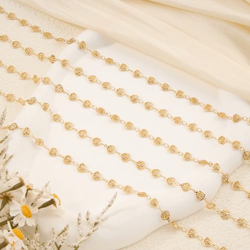 YOUBEIYEE 4 Meters Gold Plated Hollow Heart Chain for Jewelry Making Stainless Steel Link Chains Bulk on Spool - color: Heart Gold