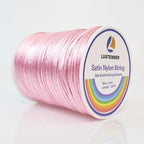 LUSTEMBER 330 Feet Satin Nylon String, 1 mm Silky Smooth Durable Nylon Cord for Jewelry Making, Bracelets, Beading, Necklaces, Macrame, Kumihimo, Rattail, and Chinese Knot Craft - size: Pink