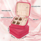 Taiyin Travel Jewelry Case, Bridesmaid Gifts Mini Jewelry Organizer, PU Leather Portable Earring Box for Women Girls - color: Rosy