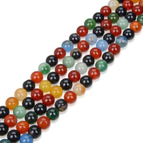 90pcs Adabele AAA Natural Rainbow Mixed Colors Agate Healing Gemstone 4mm (0.16 inch) Small Round Beads Gem Stone Spacer for Craft Jewelry Making GC3-4 - color: Rainbow Mixed Colors Agate, size: 4mm (90pcs/1 Strand)
