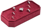 Velvet Ring Organizer Display Tray Jewelry Box Earring Holder Case for Wedding Birthday Christmas Day (Red) - color: Red