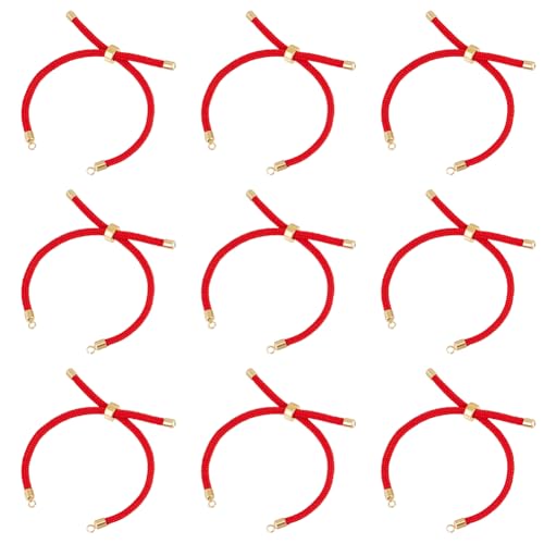 UNICRAFTALE 10Pcs Slider Bracelets Nylon Twist Cord Bracelet 22~23cm Red Link Bracelet with Metal Findings Adjustable Bracelet Chains for Jewelry Making Chains for DIY Bracelet Making Women - color: Red