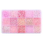 Mix 15 Color Glass Seed Tube Beads Glass Bugle Beads Loose Kit for Jewelry Making DIY Craft Beading (Mix 15 Color, Pink) - color: Pink