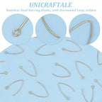 UNICRAFTALE About 50pcs Golden V-Shape Stainless Steel Earring Hooks Metal Ear Wires Drop Earring Hook with Horizontal Loop for Jewelry Making DIY Earrings Findings 25.5x15x0.8mm - size: 26mm Long