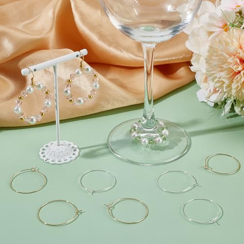 Beebeecraft 1 Box 100Pcs 316 Surgical Stainless Steel Wine Glass Charms Rings 30mm Round Hoop Earrings for Jewelry Making DIY Crafts (Gold, Silver) - color: Gold and Silver, size: 30mm