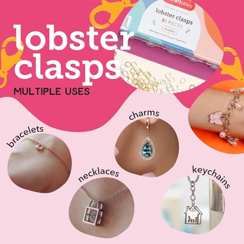 Incraftables Lobster Claw Clasps with Jump Rings – 12mm Necklace & Bracelet Closures – Jewelry Fasteners in Bronze, Copper, Silver, Gold, Platinum & Gray