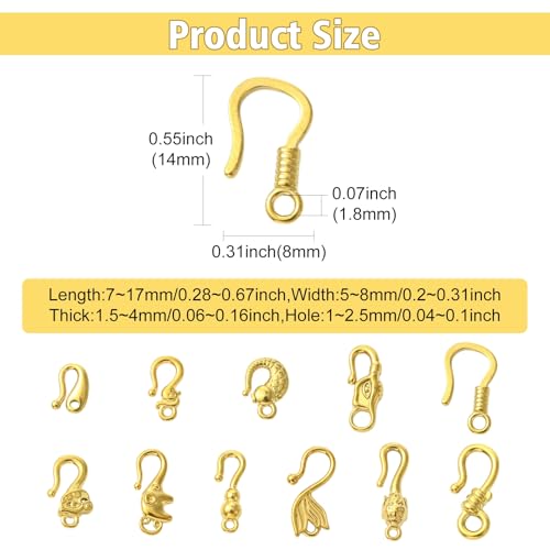 Gelirda 11Pcs Mixed Styles S Hook Ring Toggle Clasps Stainless Steel End Clasps Connectors for Jewelry Making Bracelet Necklace
