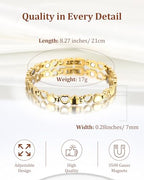 BioMag Magnetic Bracelet for Women, Titanium Steel Wristband Brazaletes for Pain Relief Solid Pure Copper Jewelry Gift with Adjustable Tool - color: Gold