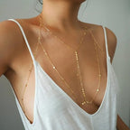 14K Gold Plated Body Chains for Women, Sexy Layered Belly Waist Chain Crossover Bikini Bra Chain, Summer Beach Rhinestone Body Jewelry - style: Gold Sequins