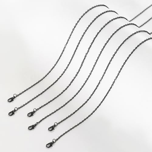 Lemonkey 24 Pack Necklace Chains Bulk,Black Plated DIY Cable Link Chains for Jewelry Making 18 Inches - color: Black, size: 18inch