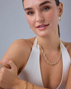 PAVOI 14K Gold Plated Chunky Chain Choker Necklaces for Women | Gold Statement Graduated Link Chain Necklace | Bold Oval Link Barbell Links Paperclip Chains - style: Oval Chain