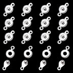 INSPIRELLE 50 Sets Snap Clasps Silver Metal Round Button Clasps for Jewelry Making