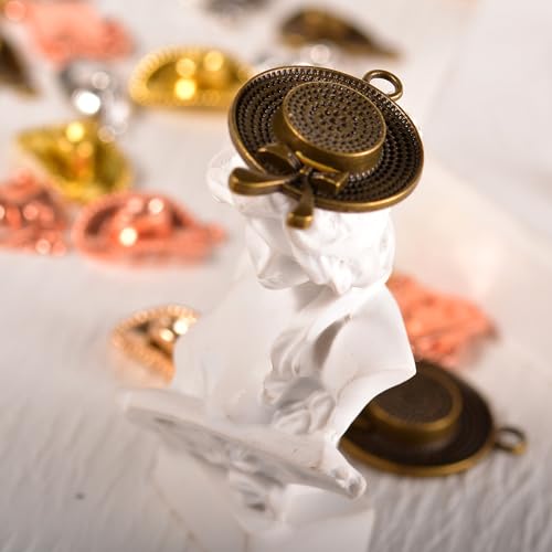 stino Metal Charms for Jewelry Making 100gram, Bulk Tibetan Silver & Gold Plated Trinkets for Earring Necklace Jewelry Making and Findings - color: Hat Silver & Gold