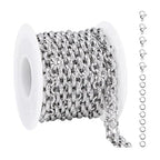 YOUBEIYEE 6.5 Feet Silver Stainless Steel Jewelry Making Chains Roll Embossed Oval Cable Chain Bulk with Lobster Clasps and Jump Rings - color: Embossed Silver