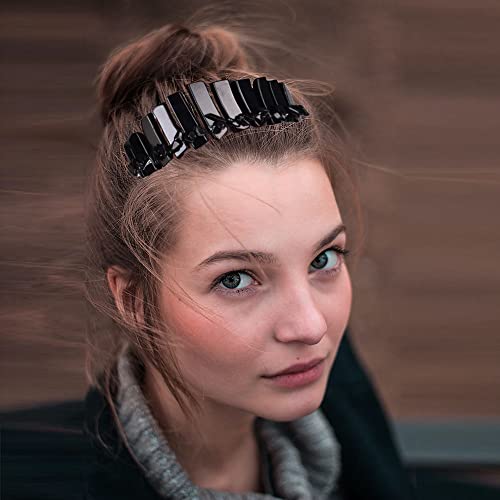 JIC Gem Black Obsidian Crystal Crown Raw Quartz Headband Handmade Tiara Natural Stone Headpiece Women Girls for Wedding Parties - color: Black Obsidian