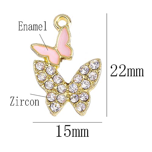 16-Pcs Crystal Jewelry Making Charms Silver Pendant Charm For Women Making Jewelry Crafts Rhinestone Charms - color: Butterfly