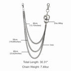 Layered Punk Pants Chain for Men Women, Gothic Hip Hop Jean Chain Wallet Chain Biker Trouser Chain, Goth Emo Fashion Keychain Accessories - color: 3L-Skull