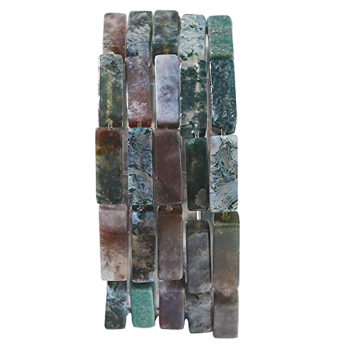 BEADIA Natural Indian Agate Tube Beads 13x4mm 30pcs Rectangle Loose Semi Gemstone Beads for Jewelry Making Design - color: Indian Agate Rectangle