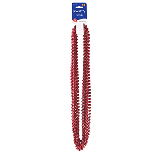 Party Beads - Small Round - size: 12-Pack, style: Red (12-Pack)