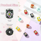 Stiesy Painted Column with Flower Glass Beads 10Pcs, 5 Colors Glass Spacer Loose Beads Bulk for DIY Jewelry Making Necklace Bracelet Earring Keychain Crafts 13x13mm - color: Column with Flower-5 Colors -10pcs
