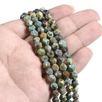 African Turquoise 6mm Gemstone Triangle Faceted Round Loose Beads Strand 15.5" DIY Jewelry Making - color: African Turquoise