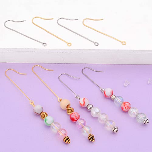 40pcs 2 Sizes Stainless Steel Earring Hooks & Backs, Hypoallergenic, French, Clear, DIY Earring Jewelry Making Supplies - color: Golden&Silver