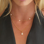 Pearl Necklace for Women- 14K Gold-plated/White Gold-plated Dainty Pearl Necklace for Women - color: Gold Layered 325