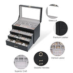 Jewelry Organizer Jewelry Boxes for Women, Jewelry Box with Clear Glass Lid 4-Tier with 3 Drawers, Gift for Women Girl, Black Glass Lid - color: Black Glass Lid