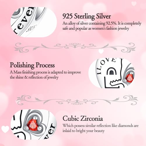 925 Sterling Silver Charms for Bracelets and Necklaces Charms for Women Fashion Jewelry for Women Friend and Mother - color: Love Key Heart
