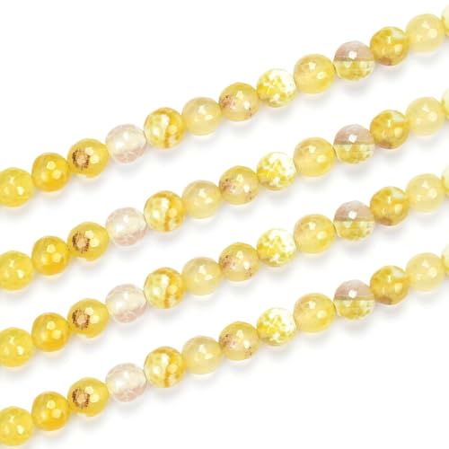 180pcs Adabele Natural Faceted Yellow Fire Agate Healing Gemstone 4mm (0.16 Inch) Small Round Loose Beads Gem Stone Spacer for DIY Craft Jewelry Making GH3-4 - color: Faceted Yellow Fire Agate, size: 4mm (180pcs/2 strands)