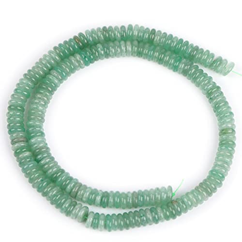 GEM-Inside 2x6mm Natural Green Aventurine Jade Semi-Gemstone Heishi Disc Rondelle Spacer Beads for Jewelry Making Full 15" Strand Energy Stone Healing Power Crystal - color: Green Aventurine Jade