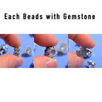 50pcs Large Hole Metal Spacer Beads for Bracelet Necklace Jewelry Making, Rhinestone Focal Beads for Pen Hair Keychain, Mixed Style (50Pcs Rhinestone) - color: 50Pcs Rhinestone