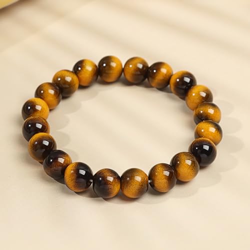 Handmade 8mm Beaded Bracelets For Men Protection Bracelet For Women Chakra Feng Shui Stretchy Handmade Lucky Money Stretchy Crystal Bracelets Best Gifts - color: Simulated Tigers eye