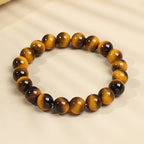 Handmade 8mm Beaded Bracelets For Men Protection Bracelet For Women Chakra Feng Shui Stretchy Handmade Lucky Money Stretchy Crystal Bracelets Best Gifts - color: Simulated Tigers eye