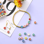 Sureio 114 Pcs Alloy Alphabet Letter Beads 8 mm Flat Round with Letter A-Z Plated Metal Initial Loose Spacer Beads for DIY Bracelet Necklace Earring Jewelry Craft Making(Bright Colors) - color: Bright Colors