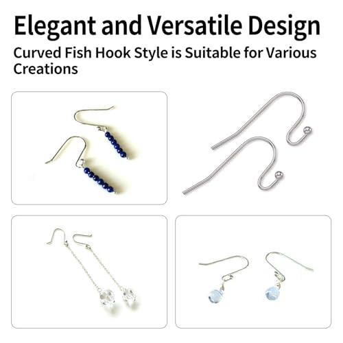 100Pcs Stainless Steel Earring Hooks French Hook Ear Wires for Earrings Jewelry Making Sterling Silver Wire Findings Dangle Pieces for DIY Craft Accessories