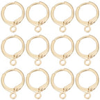 Beebeecraft 1 Box 50Pcs Round Earring Hooks 18K Gold Plated French Earring Hooks Huggies Leverback Findings 15x11.5mm for Jewelry Making - color: 15x11.5mm Round Earring Hooks