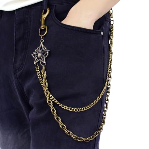 Layered Punk Pants Chain for Men Women, Gothic Hip Hop Jean Chain Wallet Chain Biker Trouser Chain, Goth Emo Fashion Keychain Accessories - color: 2L-Spider Chain