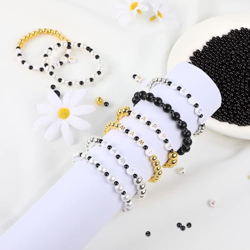 1200Pcs 4mm Black Spacer Beads Round Smooth Loose Ball Beads for Bracelet Jewelry Making Craft - color: Z-Black, size: 4mm