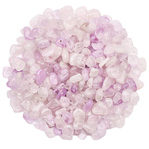 500 pcs Natural Chip Stone Beads, Amethyst Jade 5-8 mm Irregular Gemstones Healing Crystal Loose Rocks Bead Hole Drilled for Jewelry Making Bracelet - color: Amethyst Jade