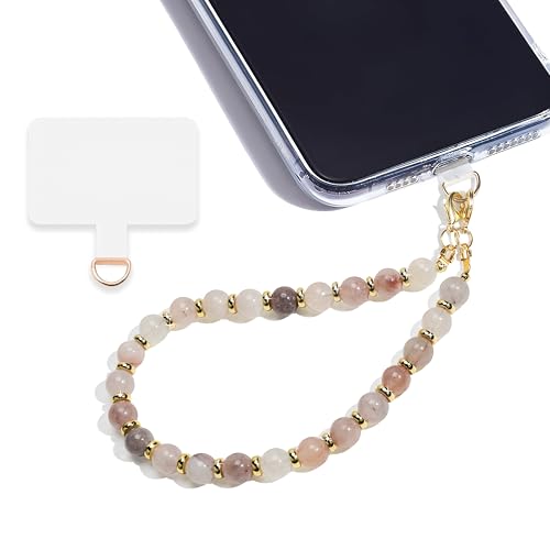 Marble Beaded Phone Wrist Strap,Detachable Phone Bracelet Strap with Tether Tab,Hands-Free Wristlet Strap (Charoite) - color: Charoite