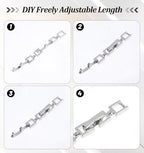 Bracelet Extender Clasp, 5PCS Tennis Bracelet Extender Necklace Extenders Chain for Women Adjustable Length, Foldover Clip Design, for DIY Jewelry & Crafts