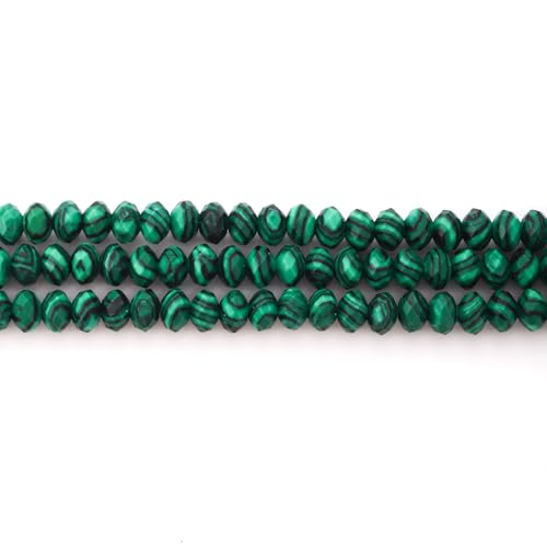 Faceted 4x6mm Natural Malachite Stone Rondelle Spacer Gemstone Beads Loose Semi Gemstone Beads for Jewelry Making - color: Malachite