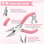 Mudder 2 Pieces Jewelry Making Tool Bail Making Pliers 6 in 1 Jewelry Wire Bending Pliers for Beading Looping Shaping Wire DIY Crafts(Pink) - color: Pink