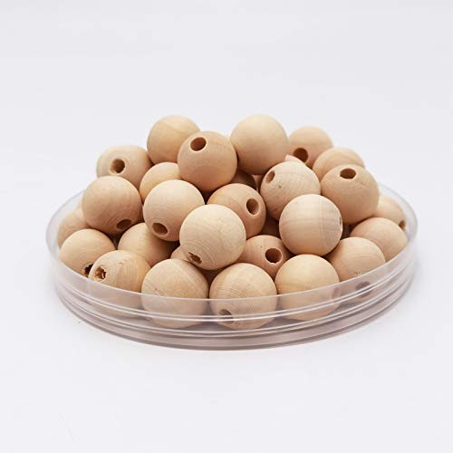INSPIRELLE 240pcs 16mm Natural Wood Beads Unfinished Round Wooden Loose Beads Big Size Wood Spacer Beads with 10M Jute Twine for Craft Making Home Decoration - size: 16mm