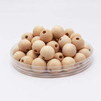 INSPIRELLE 240pcs 16mm Natural Wood Beads Unfinished Round Wooden Loose Beads Big Size Wood Spacer Beads with 10M Jute Twine for Craft Making Home Decoration - size: 16mm