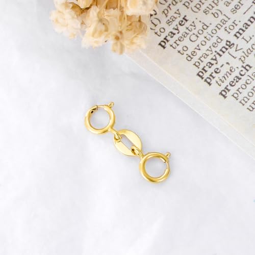 10K Gold Clasp Double Lobster Clasp Necklace Extender Clasp Bracelet Extension Connector for DIY Necklace Bracelet Jewelry Making(Style 12) - size: style 12