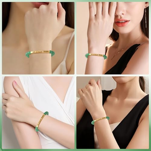INSYOHO Dont Let the Hard Days Win Bracelet – Inspirational Healing Crystal Bracelet for Women & Men, Agate & Amethyst Beaded Adjustable, Motivational Gift for Stress Relief & Positivity - color: Green Aventurine