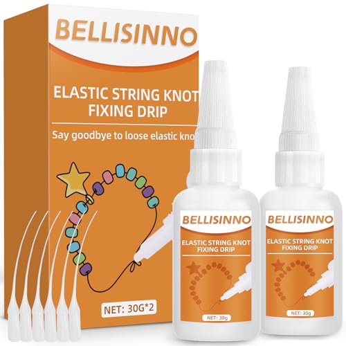 Bracelet Strings Professional Elastic String Knot Fixing Drip, Clear Bracelet Glue for Elastic String, Keep Stretchy Bracelet String Stay Perfectly Tied for Clay Beads, Jewelry Making Supplies (30g×2)